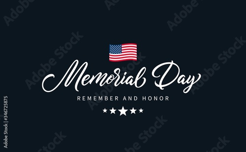 Fotomural Memorial Day text with lettering Remember and Honor