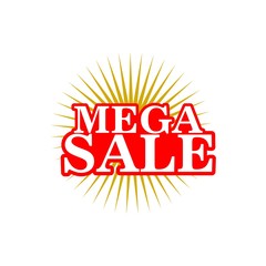 Sticker - Mega Sale tag. Special offer, big sale, discount, best price, Mega sale banner isolated on white background