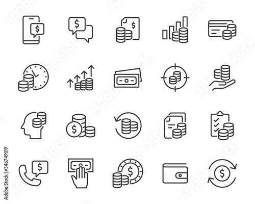 Fotografía set of money icons, finance, payment, currency