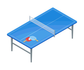 Wall Mural - Table for Ping-Pong or Table Tennis as Tabletop Game Vector Illustration