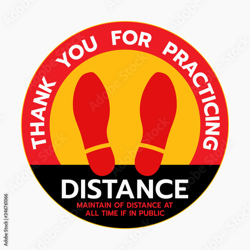 Fotografía Thanks For Practicing Social Distancing Floor sticker Sign