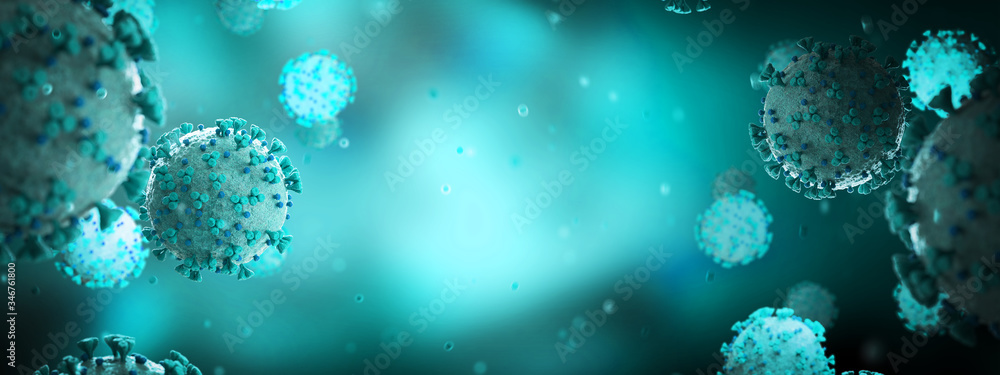 Microscopic close-up of the covid-19 disease. Coronavirus illness ...