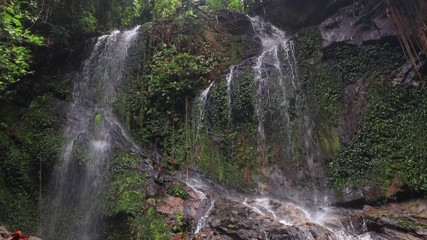 Wall Mural - Waterfall in rainforest. River in tropical jungle