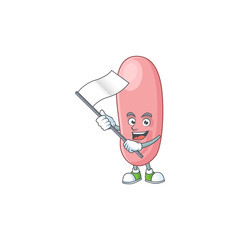 Sticker - Cute cartoon character of legionella pneunophilla holding white flag