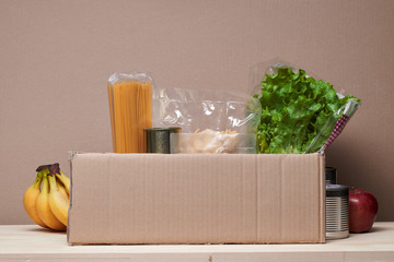 Food donations with empty cardboard