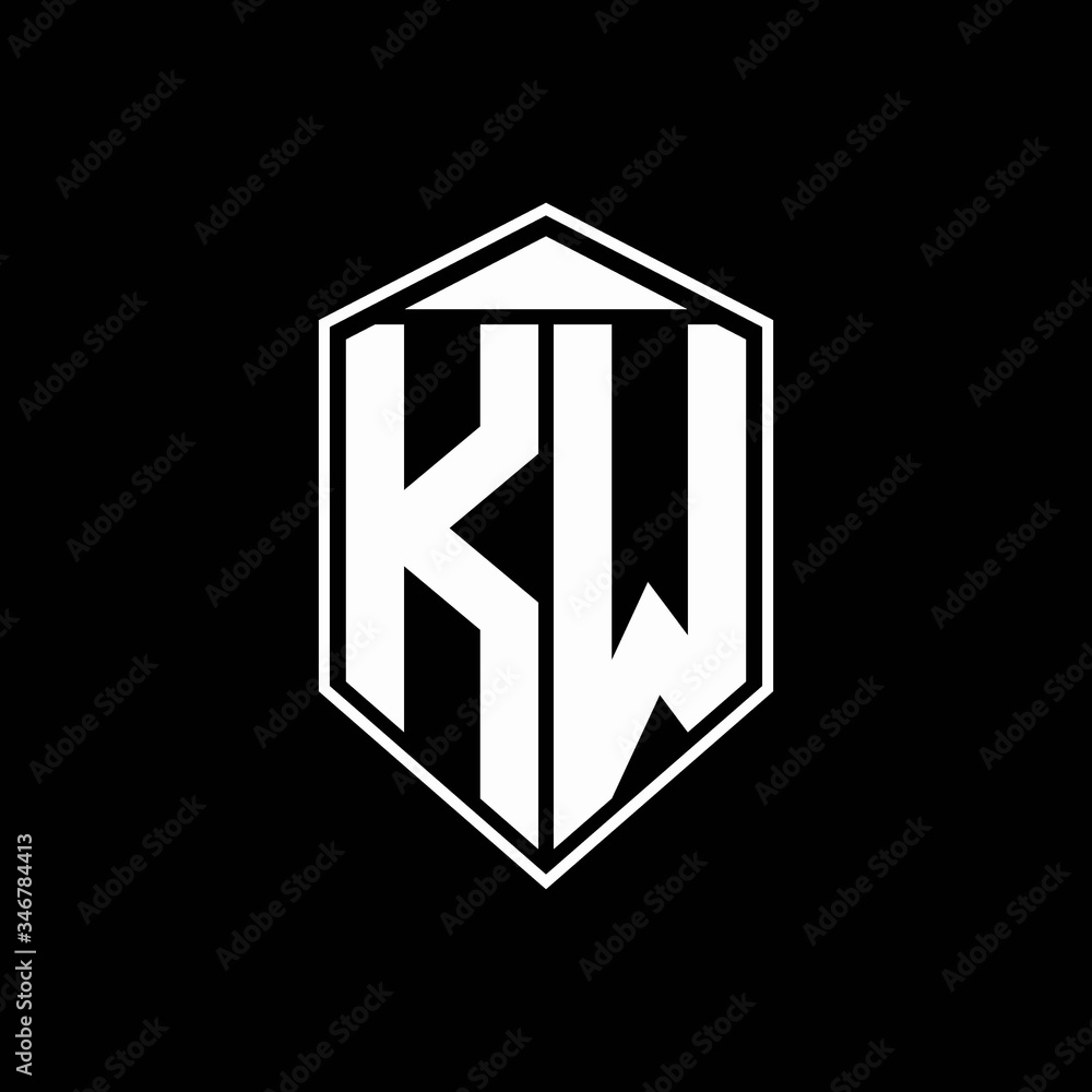 kw logo monogram with emblem shape combination tringle on top design  template Stock Vector | Adobe Stock, image size:1000x1000