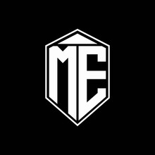 Me Logo Monogram With Emblem Shape Combination Tringle On Top Design Template