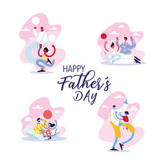 Wall Mural - set of cards of the happy fathers day