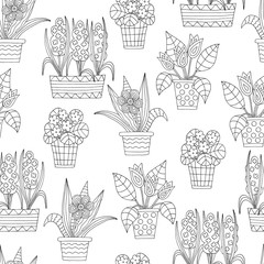 Wall Mural - Hand-drawn flower pot, coloring page