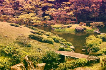 Poster - Nara, Japan. Retro filtered color style.