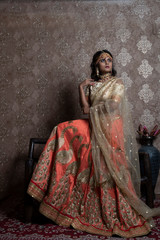 Wall Mural - beautiful indian bride wearing traditional indian bridal dress