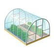 realistic vector greenhouse with plants and glass. Isolated illustration icon on white background. 