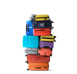 Huge pile of suitcases, a tourist concept