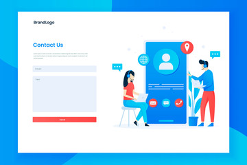 Wall Mural - Illustration landing page template of contact us