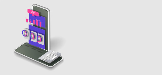 Mobile application interface with currency exchange rate and numeric keypad on the phone screen