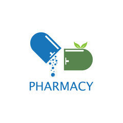 Pharmacy icon , Herbal pharmacy symbol ,  Pestle and Mortar vector illustration design template