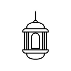 Poster - decorative arabic lantern icon, line style