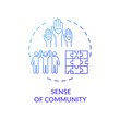 © IMG visuals icons - Sense of community blue concept icon. Diverse people collaboration. Society support. Multicultural group unity idea thin line illustration. Vector isolated outline RGB color drawing