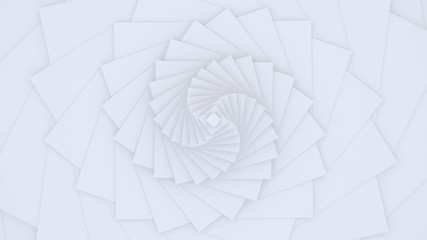 White light background, architectural futuristic construction, 3d motion design, layered paper art, looping animated 4K wallpaper, abstract geometric pattern, spiral animation, twisted shapes