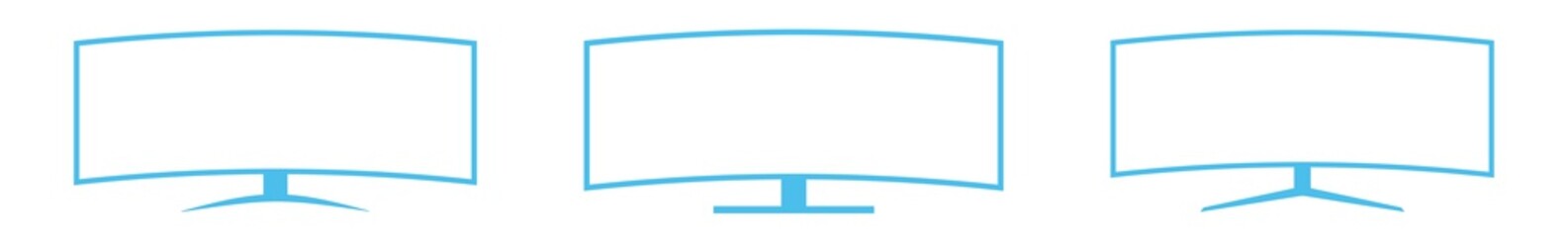 Wall Mural - screen curved icon blue | monitor illustration | computer display symbol | device logo | tv televisi
