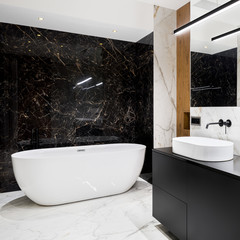 Wall Mural - luxury bathroom with big bathtub