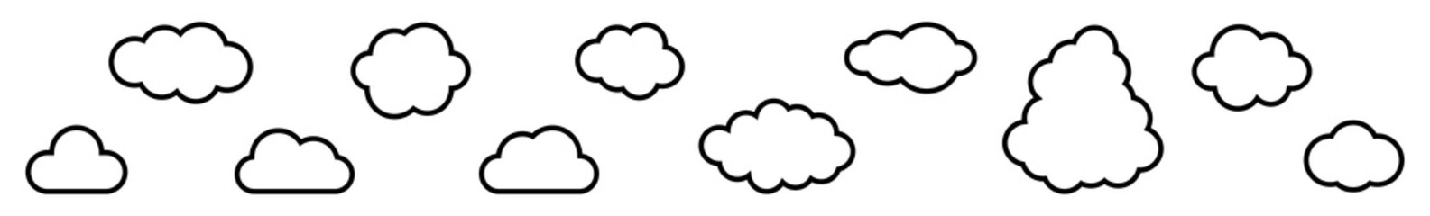 Wall Mural - cloud icon black line | clouds illustration | weather climate symbol | computing storage logo | cart