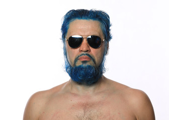 Wall Mural - naked man with a blue beard