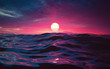 3d render. Beautiful sea sunset, the sun above the water among the clouds. Interesting background for your blogs, banner, flyer, desktop, poster, magazine, branding, advertising. 