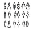 © UnicStyles - Vector set of WC icons isolated on a white background. Washroom icon. Restroom sign. Gender icon. Male and female sign collection. Gender symbols. Man and woman icon