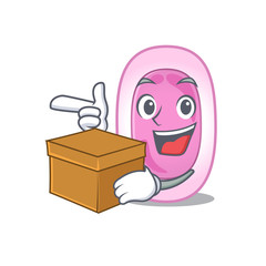 Sticker - An picture of bordetela pertussis cartoon design concept holding a box