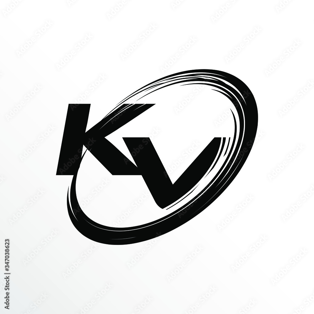 Initial Letter KV Brush Effect Logo Design Stock Vector | Adobe Stock