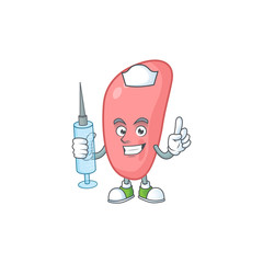 Canvas Print - Friendly Nurse neisseria gonorhoeae mascot design style using syringe