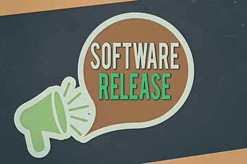 Wall Mural - conceptual hand writing showing software release. concept meaning sum of stages of development and m