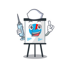 Poster - A nice nurse of corona graph mascot design concept with a syringe