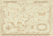Vector Image Of An Old Sea Map In The Style Of Medieval Engravings	