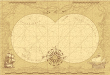 Vector Image Of An Old Sea Map In The Style Of Medieval Engravings	