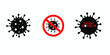 Set of coronavirus cautions and covid-19 symbols. Coronavirus Disease. Coronavirus health Advisory. Vector Illustration