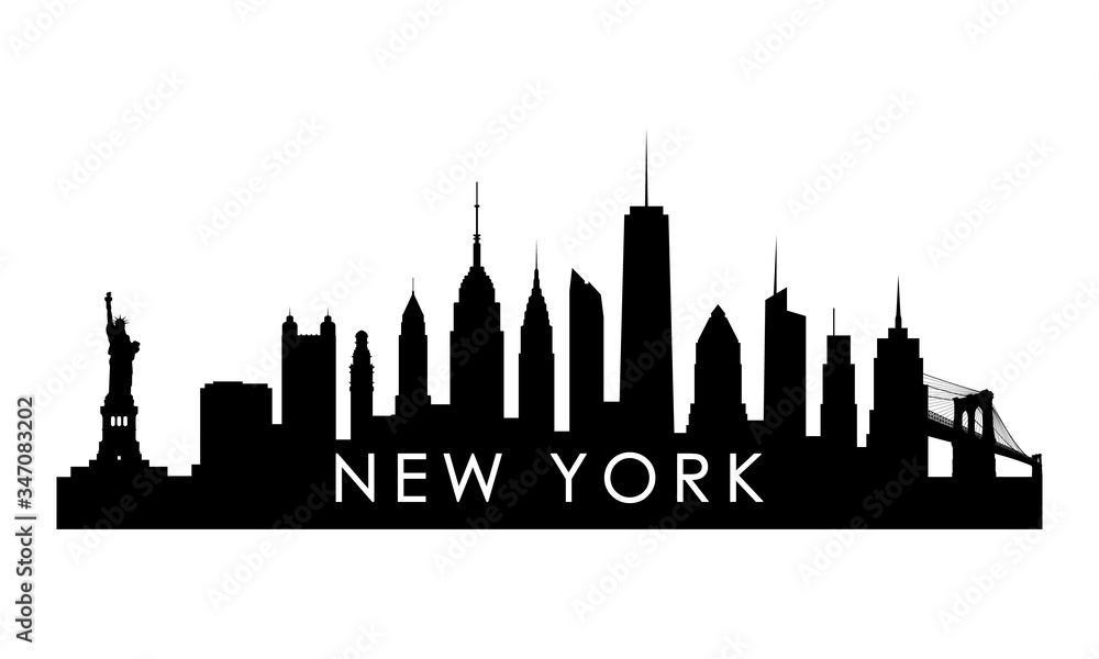 New York skyline silhouette. Black New York city design isolated on white background. - obrazy, fototapety, plakaty 