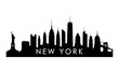 New York skyline silhouette. Black New York city design isolated on white background.