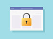© Elena - Internet security privacy or online web access data protection vector flat cartoon icon, illustrated private browser window website private padlock technology, guard or authentication system image