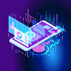 Wall Mural - adaptive interface design. developers use software on multiple devices. cross-platform software. 3d 