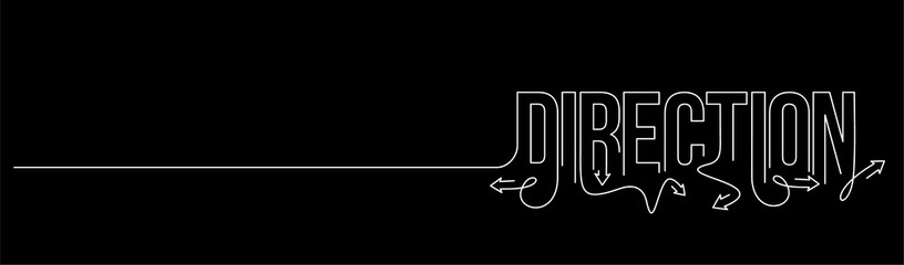 Direction Calligraphic line art Text banner poster vector illustration Design.