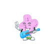 © kongvector - Happy face of tetracoccus cartoon plays music with a guitar