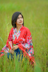 Portrait of girl in Japanese style costume