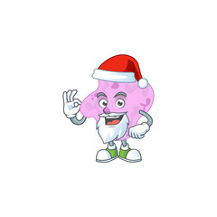 Sticker - Friendly tetracoccus Santa cartoon character design with ok finger