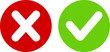 Green tick, red cross. Art design with text do and don't. Right or wrong. True or false.