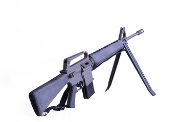 Mini rifle toy in a white background