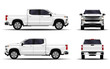 © kupchynskyi12 - realistic car. truck, pickup. front view; side view; back view.