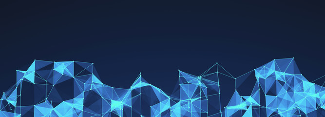 Wall Mural - abstract polygonal space with connecting dots and lines. dark background. connection structure. 3d w