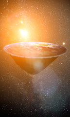 Wall Mural - Flat Earth model - true or myth? Elements of this image are furnished by NASA.